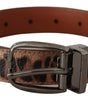 Dolce & Gabbana Brown Leopard Embossed Leather Buckle Belt