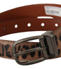 Dolce & Gabbana Brown Leopard Embossed Leather Buckle Belt