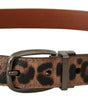 Dolce & Gabbana Brown Leopard Embossed Leather Buckle Belt