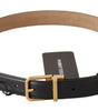 Dolce & Gabbana Black Calf Leather Gold Metal Logo Waist Buckle Belt