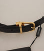 Dolce & Gabbana Black Calf Leather Gold Metal Logo Waist Buckle Belt