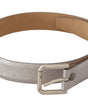 Dolce & Gabbana Metallic Silver Leather Metal Waist Buckle Belt