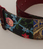 Dolce & Gabbana Red Embroidered Leather Gold Logo Metal Buckle Belt