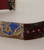 Dolce & Gabbana Red Embroidered Leather Gold Logo Metal Buckle Belt
