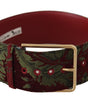 Dolce & Gabbana Red Embroidered Leather Gold Logo Metal Buckle Belt