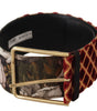 Dolce & Gabbana Multicolor Wide Leather Floral Gold Metal Buckle Belt