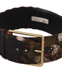 Dolce & Gabbana Multicolor Wide Leather Floral Gold Metal Buckle Belt