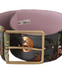 Dolce & Gabbana Multicolor Leather Embroidered Gold Metal Buckle Belt