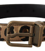 Dolce & Gabbana Brown Leather Leopard Print Bronze Metal Buckle Belt