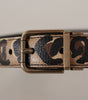 Dolce & Gabbana Brown Leather Leopard Print Bronze Metal Buckle Belt