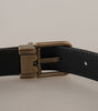 Dolce & Gabbana Brown Leather Leopard Print Bronze Metal Buckle Belt