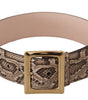 Dolce & Gabbana Beige Exotic Leather Wide Gold Metal Buckle Belt