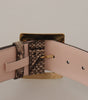 Dolce & Gabbana Beige Exotic Leather Wide Gold Metal Buckle Belt