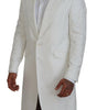 Dolce & Gabbana Elegant White Floral Brocade Trench Coat