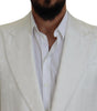 Dolce & Gabbana Elegant White Floral Brocade Trench Coat