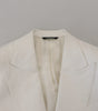 Dolce & Gabbana Elegant White Floral Brocade Trench Coat