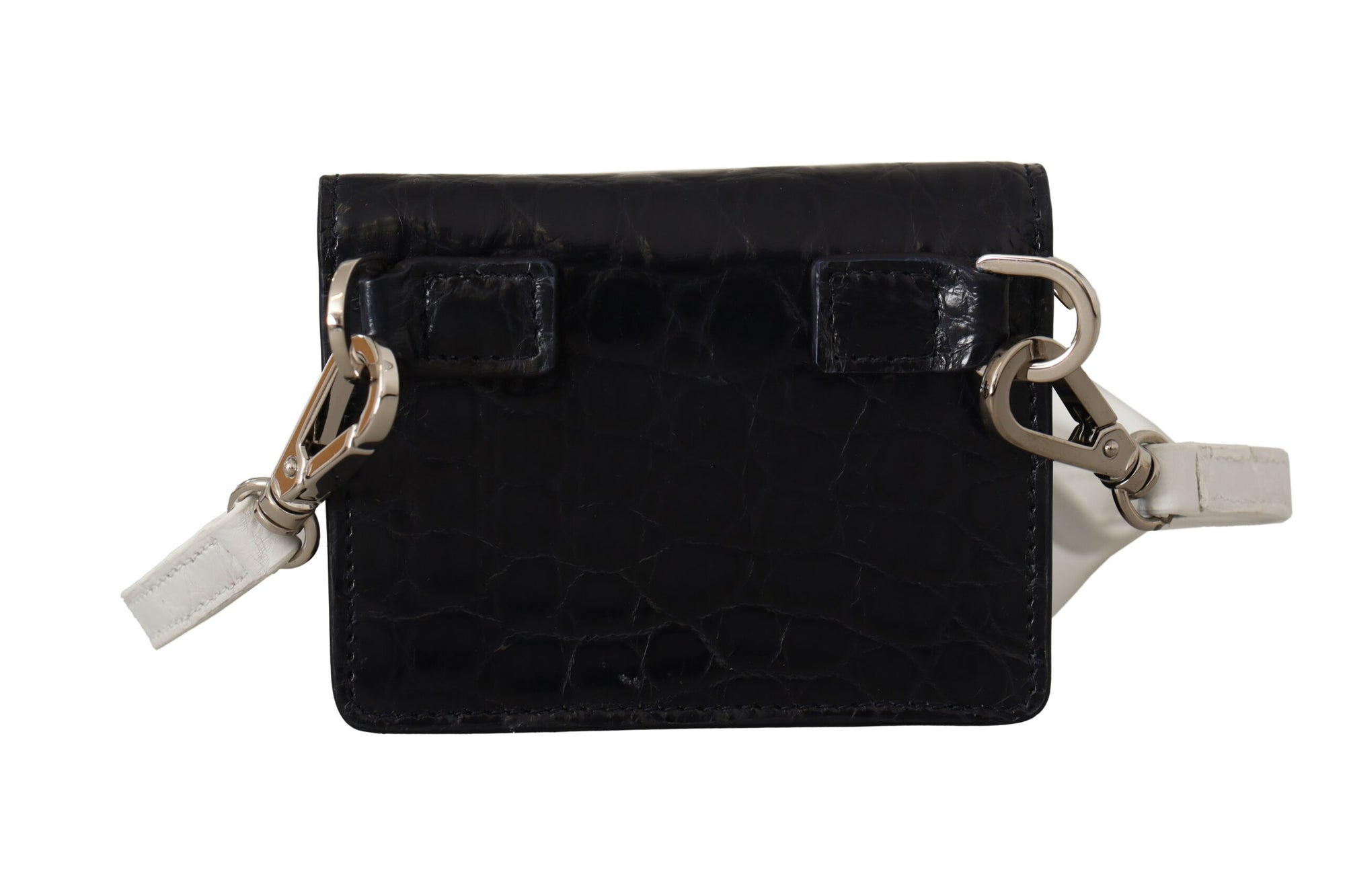Portefeuille à deux volets en cuir exotique bleu Dolce & Gabbana avec sangle