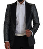 Dolce & Gabbana Black Silver Jacquard Slim Fit Jacket Blazer