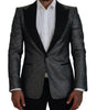 Dolce & Gabbana Black Silver Jacquard Slim Fit Jacket Blazer