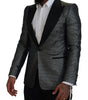 Dolce & Gabbana Black Silver Jacquard Slim Fit Jacket Blazer