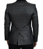 Dolce & Gabbana Black Silver Jacquard Slim Fit Jacket Blazer