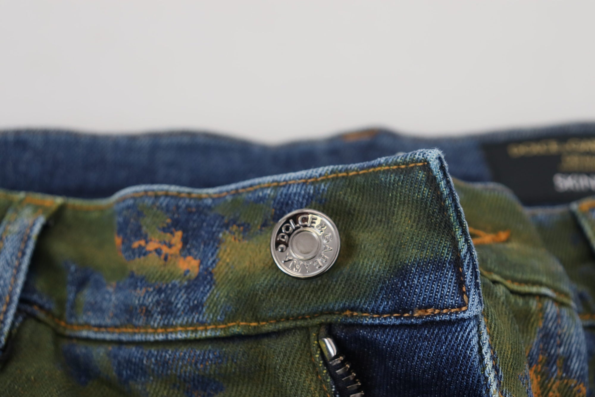 Dolce & Gabbana Blue Green Skinny Cotton Denim Jeans