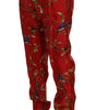 Dolce & Gabbana Red Silk Bird Print Dress Pants