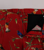 Dolce & Gabbana Red Silk Bird Print Dress Pants