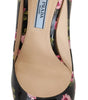 Prada Elegant Floral Print Leather Pumps
