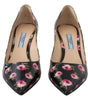 Prada Elegant Floral Print Leather Pumps