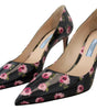 Prada Elegant Floral Print Leather Pumps