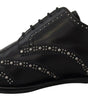 Dolce & Gabbana Black Leather Derby Dress Studded Shoes