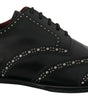 Dolce & Gabbana Black Leather Derby Dress Studded Shoes