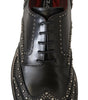 Dolce & Gabbana Black Leather Derby Dress Studded Shoes