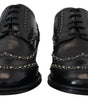 Dolce & Gabbana Black Leather Derby Dress Studded Shoes