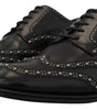 Dolce & Gabbana Black Leather Derby Dress Studded Shoes
