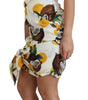 Dolce & Gabbana White Coconut Print Sheath Mini Silk Dress