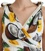Dolce & Gabbana White Coconut Print Sheath Mini Silk Dress