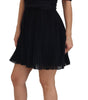 Dolce & Gabbana Black Lace Trim A-line Mini Nylon Dress