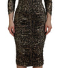 Dolce & Gabbana Multicolor Leopard Bodycon Sheath Midi Dress