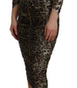 Dolce & Gabbana Multicolor Leopard Bodycon Sheath Midi Dress