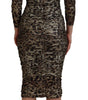 Dolce & Gabbana Multicolor Leopard Bodycon Sheath Midi Dress