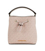 Michael Kors Suri Small Dark Powder Blush Signature PVC Bucket Crossbody Handbag