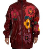 Dolce & Gabbana Maroon Floral Full Zip Polyester Women Jacket