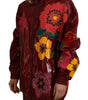 Dolce & Gabbana Maroon Floral Full Zip Polyester Women Jacket