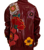 Dolce & Gabbana Maroon Floral Full Zip Polyester Women Jacket