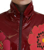 Dolce & Gabbana Maroon Floral Full Zip Polyester Women Jacket
