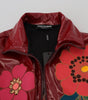 Dolce & Gabbana Maroon Floral Full Zip Polyester Women Jacket
