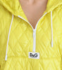 Dolce & Gabbana Yellow Nylon Quilted Hooded Pullover Jacket
