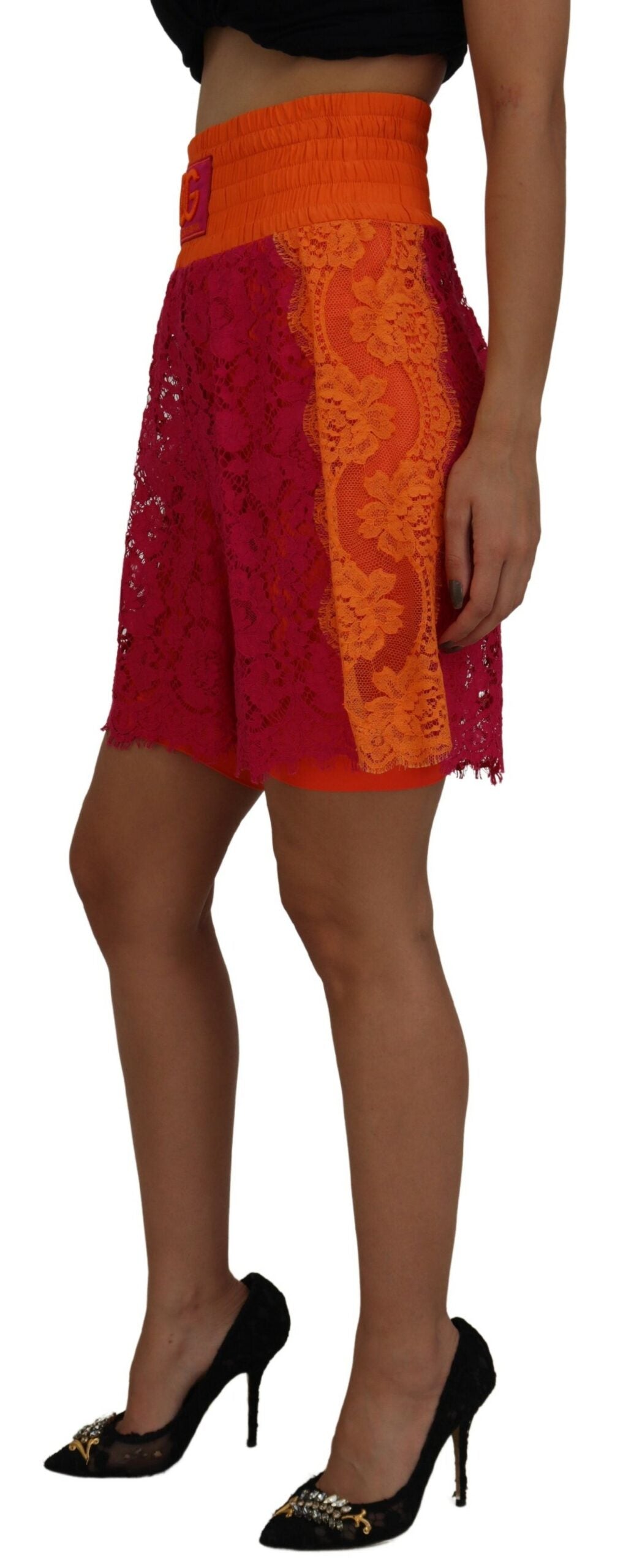 Short taille haute élégant en dentelle bicolore Dolce & Gabbana